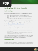 Landing Page SEO Links Checklist