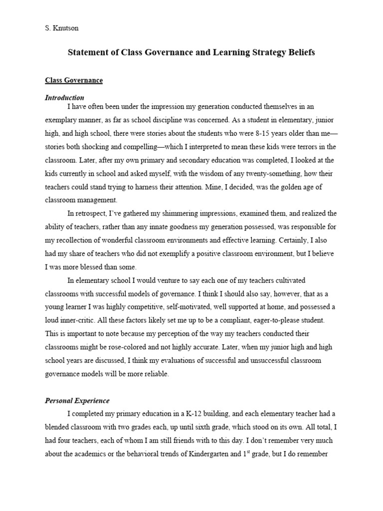 Classroom Governance and Learning Insights | PDF | Teachers | Classroom