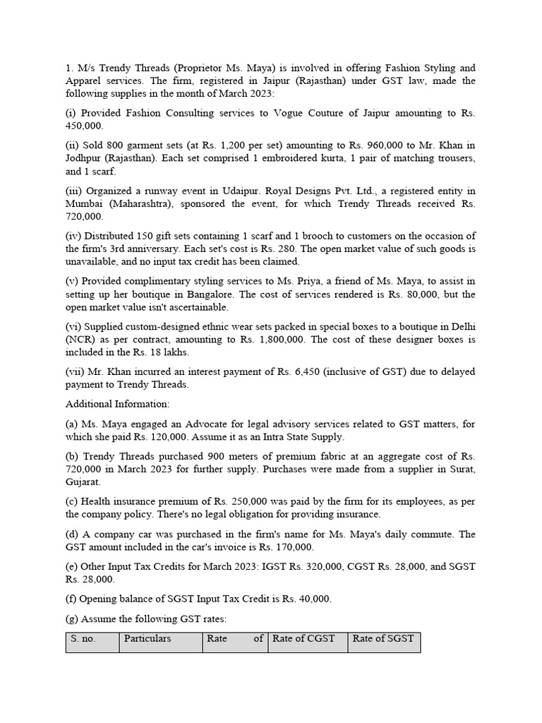 Trendy Threads GST Calculation March 2023 | PDF | Value Added Tax | Taxes