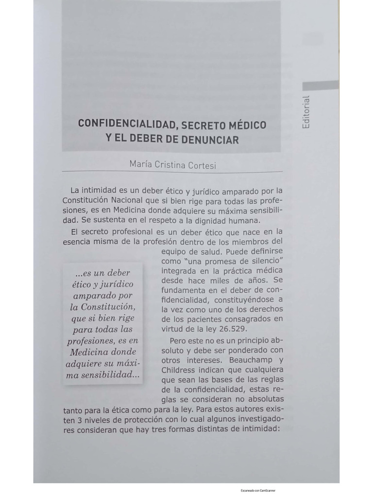 Secreto Medico y Deber de Denunciar | PDF