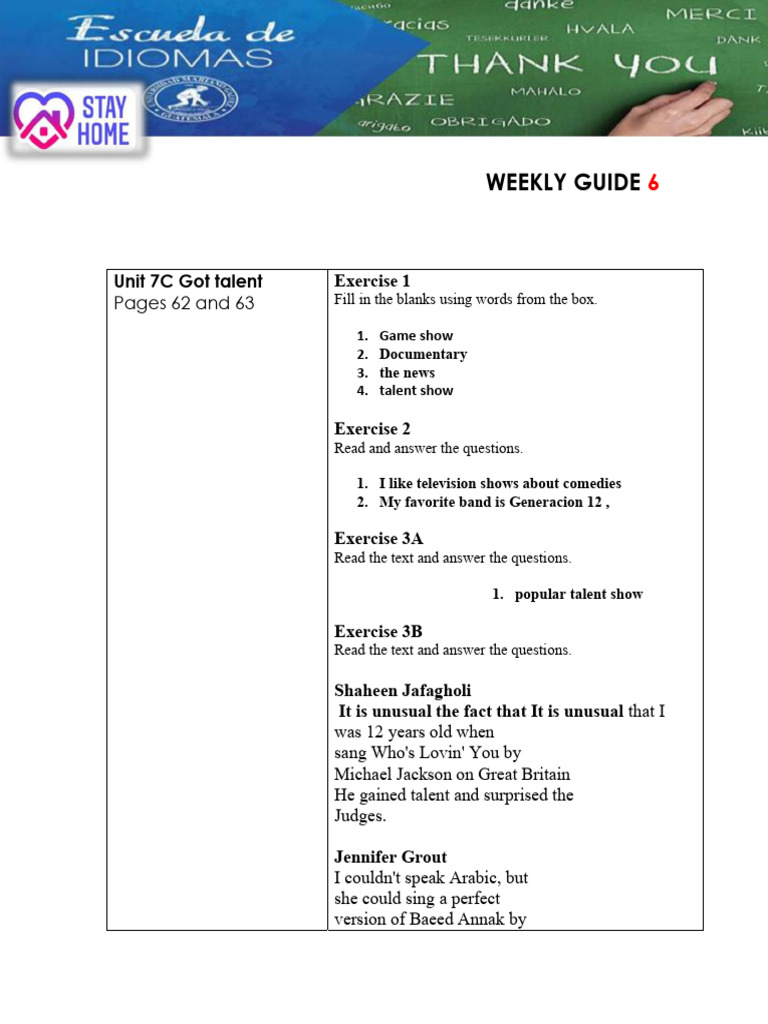 Weekly - Learning - Guide - Inter - 7C, D. | PDF | Grammar | Linguistics