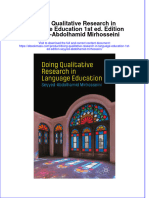 Doing Qualitative Research in Language Education 1St Ed Edition Seyyed Abdolhamid Mirhosseini Full Chapter