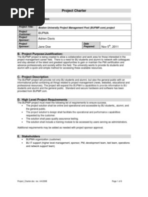 Project Charter Template