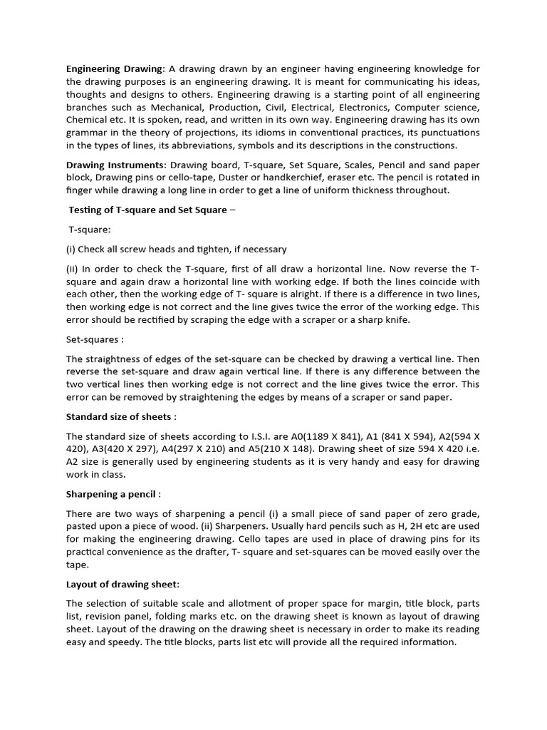 Engieering Drawing Notes | PDF | Line (Geometry) | Angle