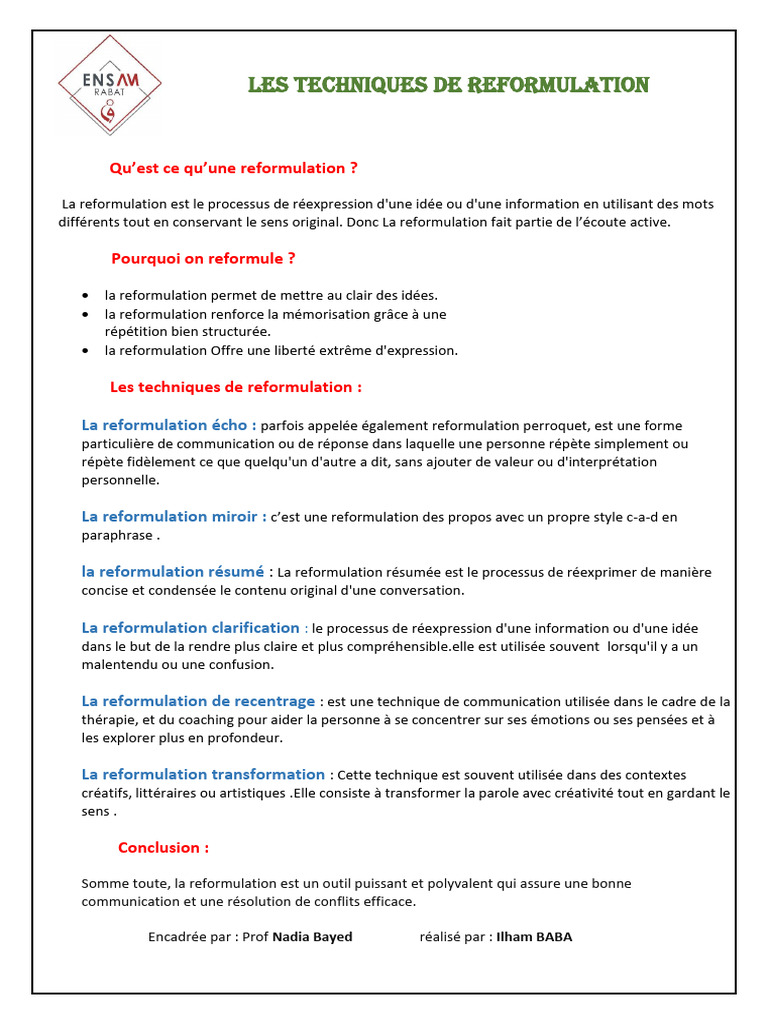 Picture of Techniques de Reformulation Efficaces | PDF | Évolution de carrière