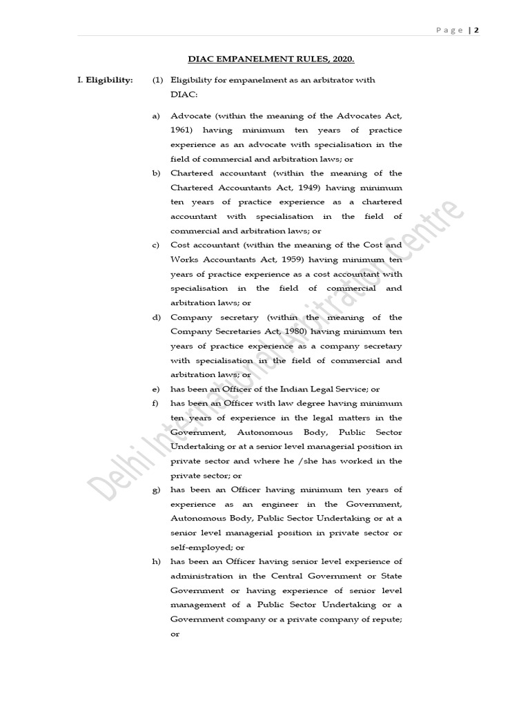 DIAC Arbitrator Empanelment Rules 2020 | PDF | Arbitration | Advocate