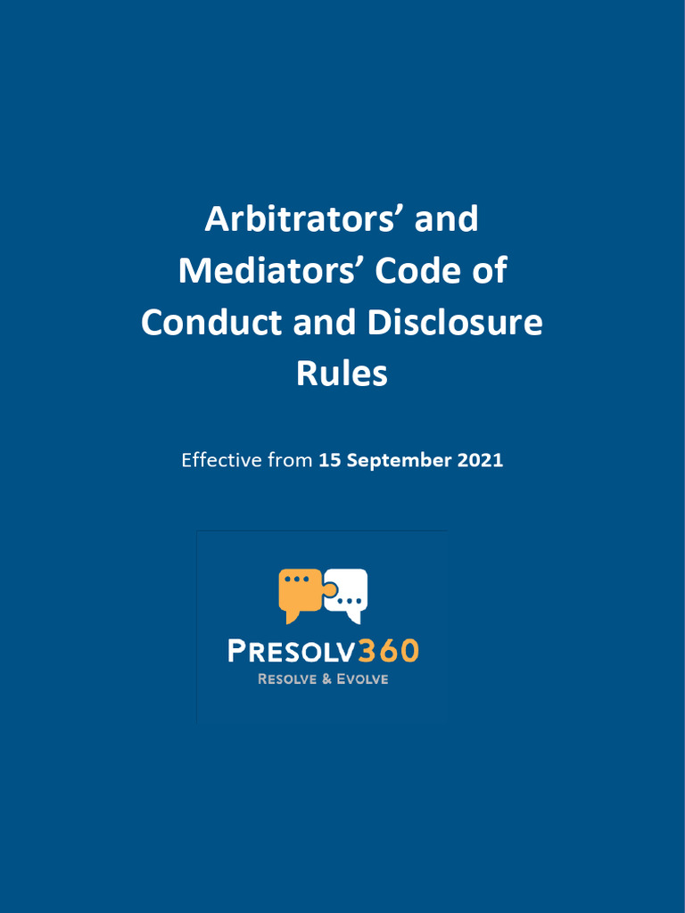 Arbitrators & Mediators Code | PDF | Mediation | Arbitration