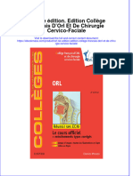 Orl 4E Edition Edition College Francais Dorl Et de Chirurgie Cervico Faciale Download PDF Chapter
