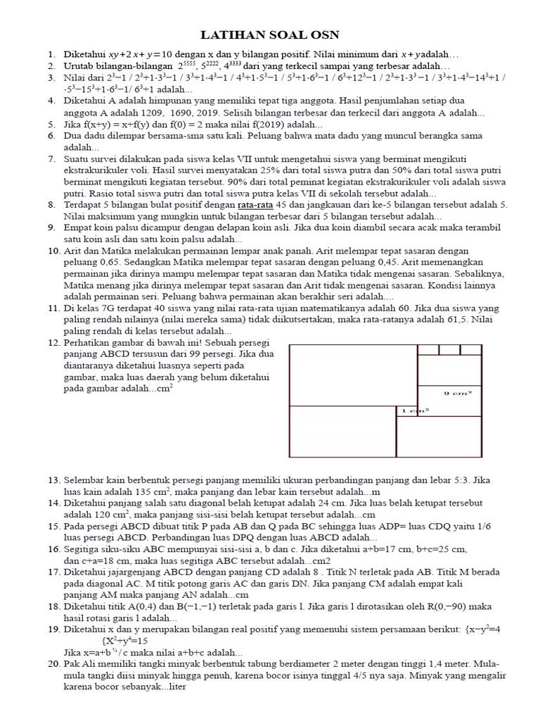 Kumpulan Soal Latihan OSN Matematika | PDF | Metode & Bahan Ajar | Seni