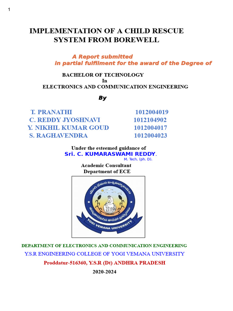 Child Rescue System from Borewell | PDF | Arduino | Embedded System
