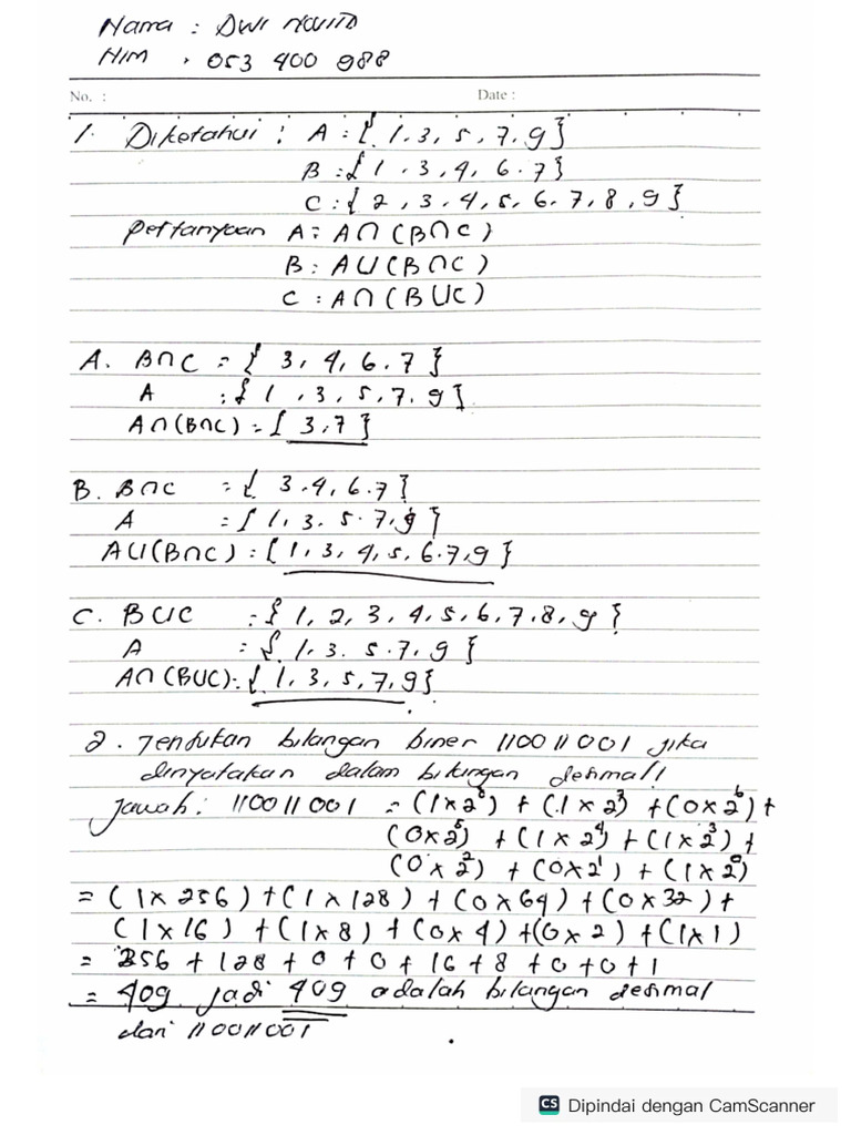 Tugas 1 MTK Semester 1 | PDF