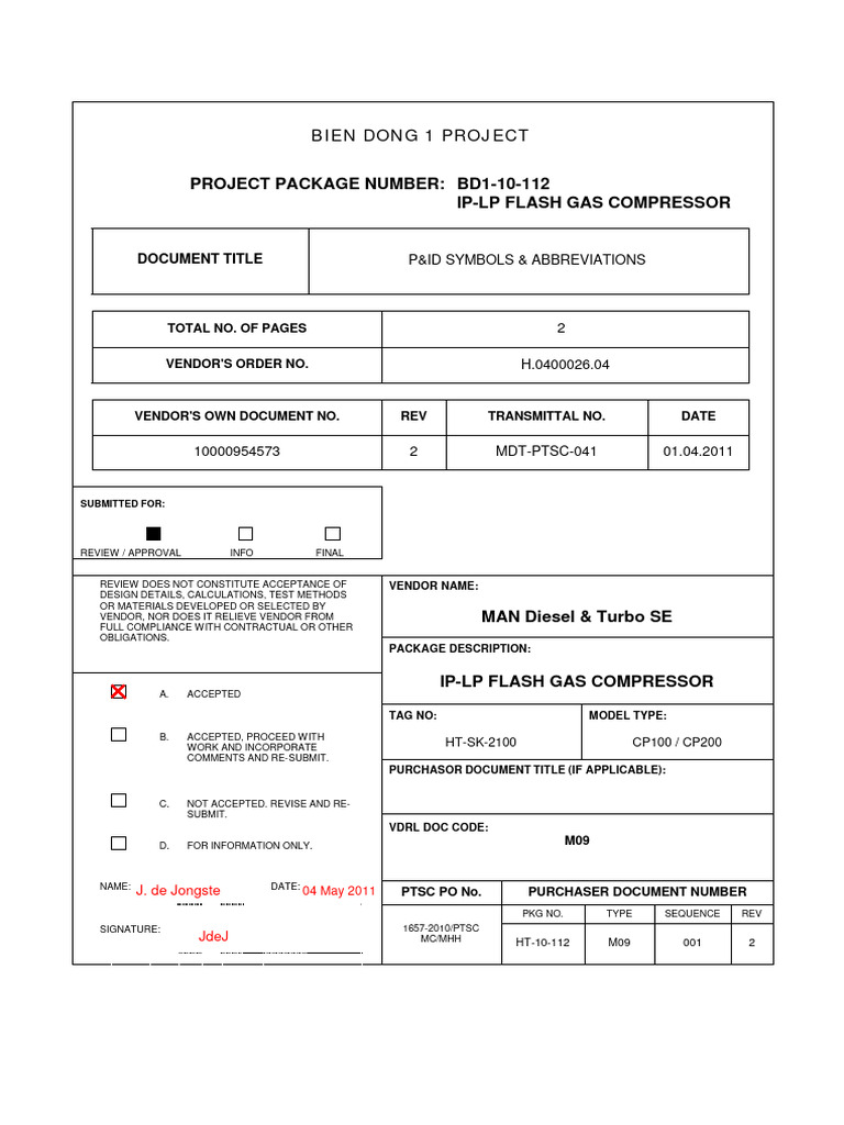 Project Package Number: Bd1-10-112 Ip-Lp Flash Gas Compressor | PDF