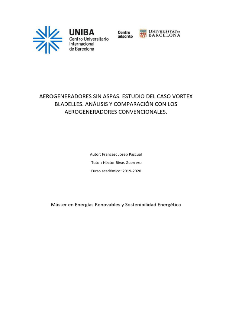 Aerogeneradores Vortex Bladeless | PDF | Energía eólica | Energía renovable