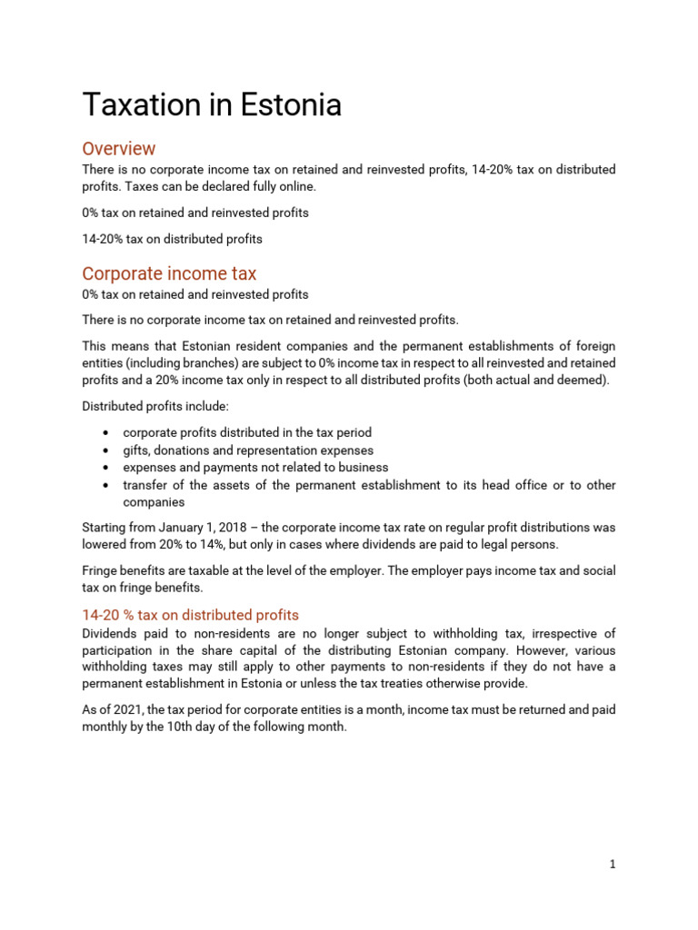 View of Taxation in Estonia 2023 | PDF | Income Tax | Taxes