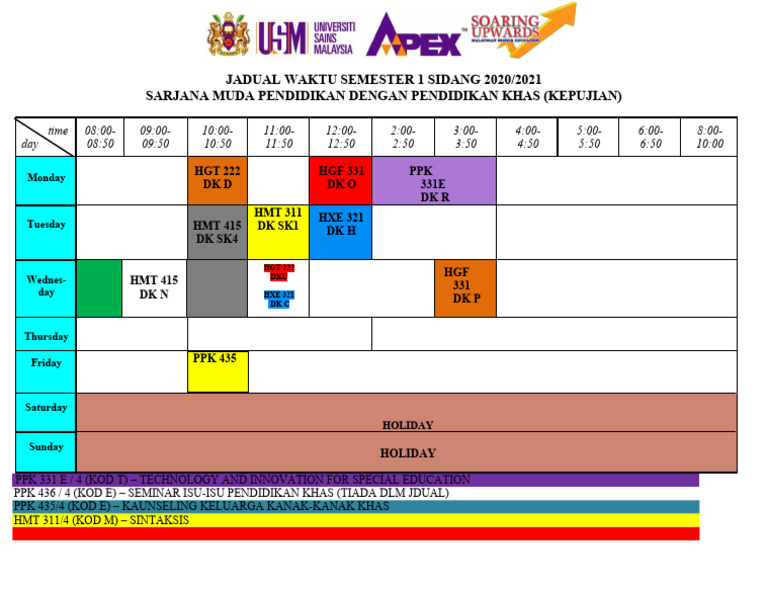 Contoh jadual waktu universiti | PDF