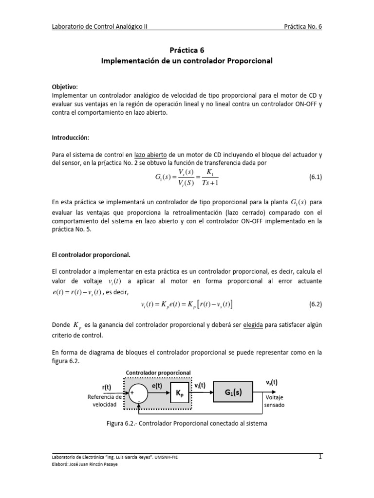 Controlador Proporcional en Motor CD | PDF | Amplificador operacional ...