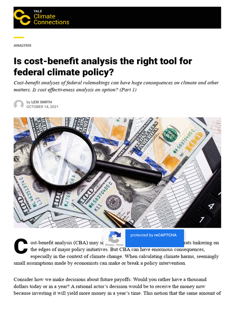 Cost Benefit Analysis Climate Change
