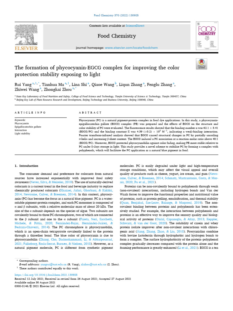 Phycocyanin-EGCG Complex Stability | PDF | Fluorescence Spectroscopy ...
