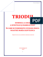 Triod Duminica 5 Din Postul Mare