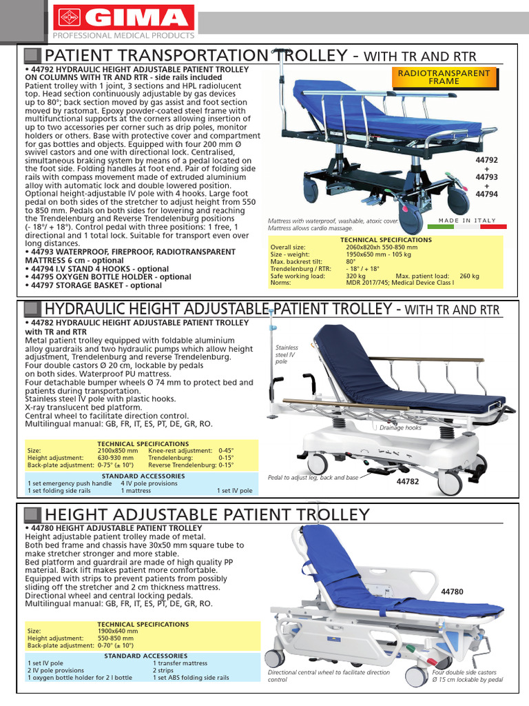 Patient Transport Trolley Specifications | PDF | Home & Garden ...