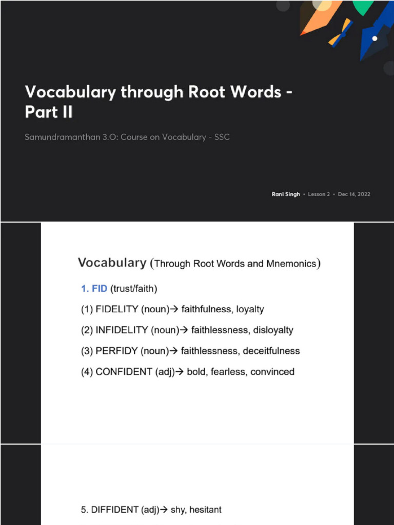 Vocabulary Through Root Words - Pa No Anno 1690527525616 | PDF