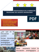 "La Educación Gerontogógica en La Formación Profesional Del Docente Universitario