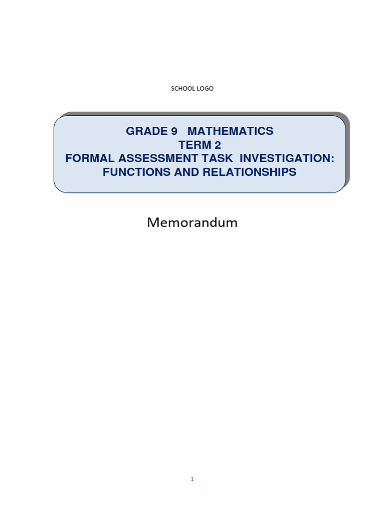 Grade - 9 - Term - 2 - Investigation - 2024 Memo | PDF | Dependent And ...