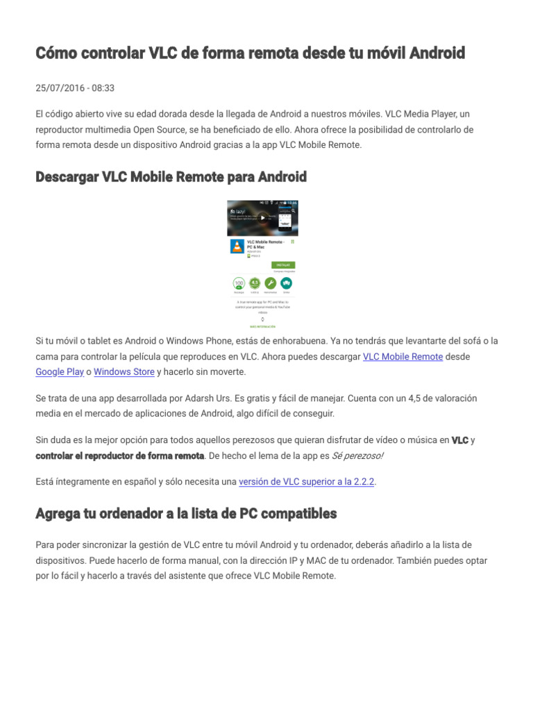 Controla VLC Remotamente desde Android | PDF | Android (sistema ...