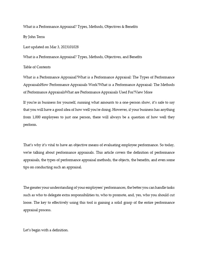 What Is A Performance Appraisal | PDF | Performance Appraisal | Evaluation
