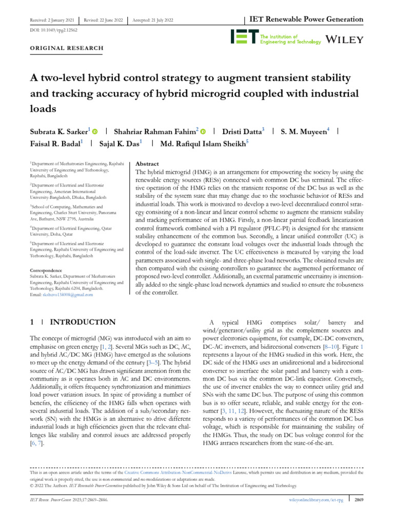 A Two-Level Hybrid Control Strategy To Augment Tra | PDF | Power ...