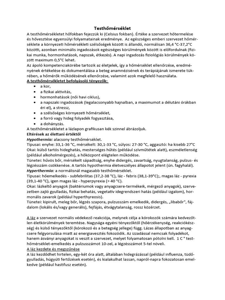 Testhőmérséklet | PDF