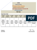 Management PG I Semester Regular Exams Timetable Nov 2023