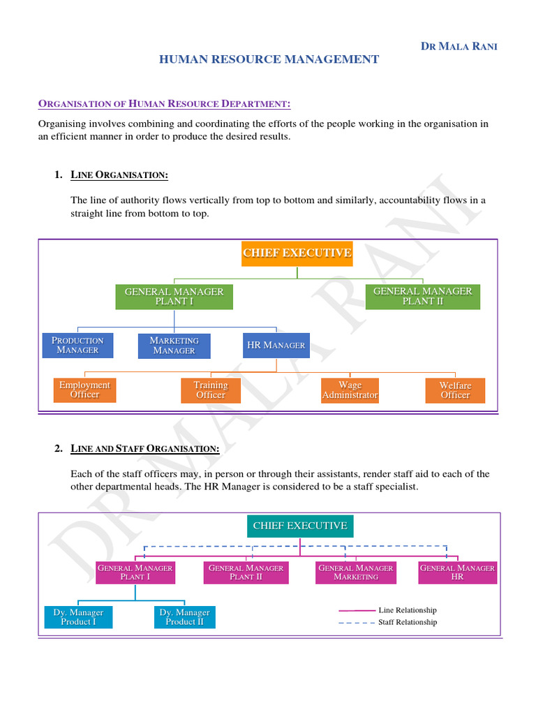 Organisation of HR Department | PDF | Human Resource Management | Business