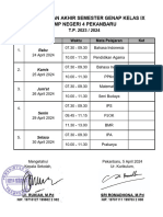 JADWAL PAS GENAP 2023 2024 KELAS IX Tanda Tangan