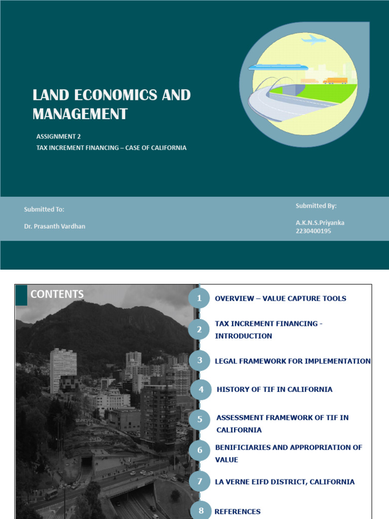 Land Economics and Management Assignment 2 Tax Increment Financing