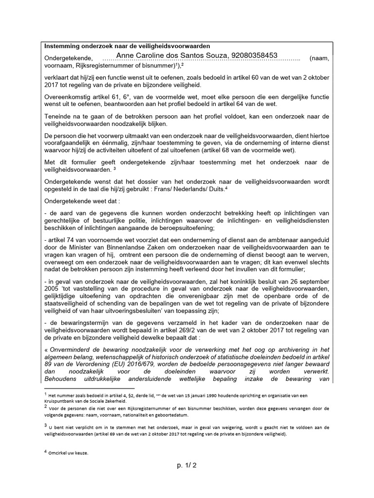 Instemming Veiligheidsonderzoek 2024 | PDF