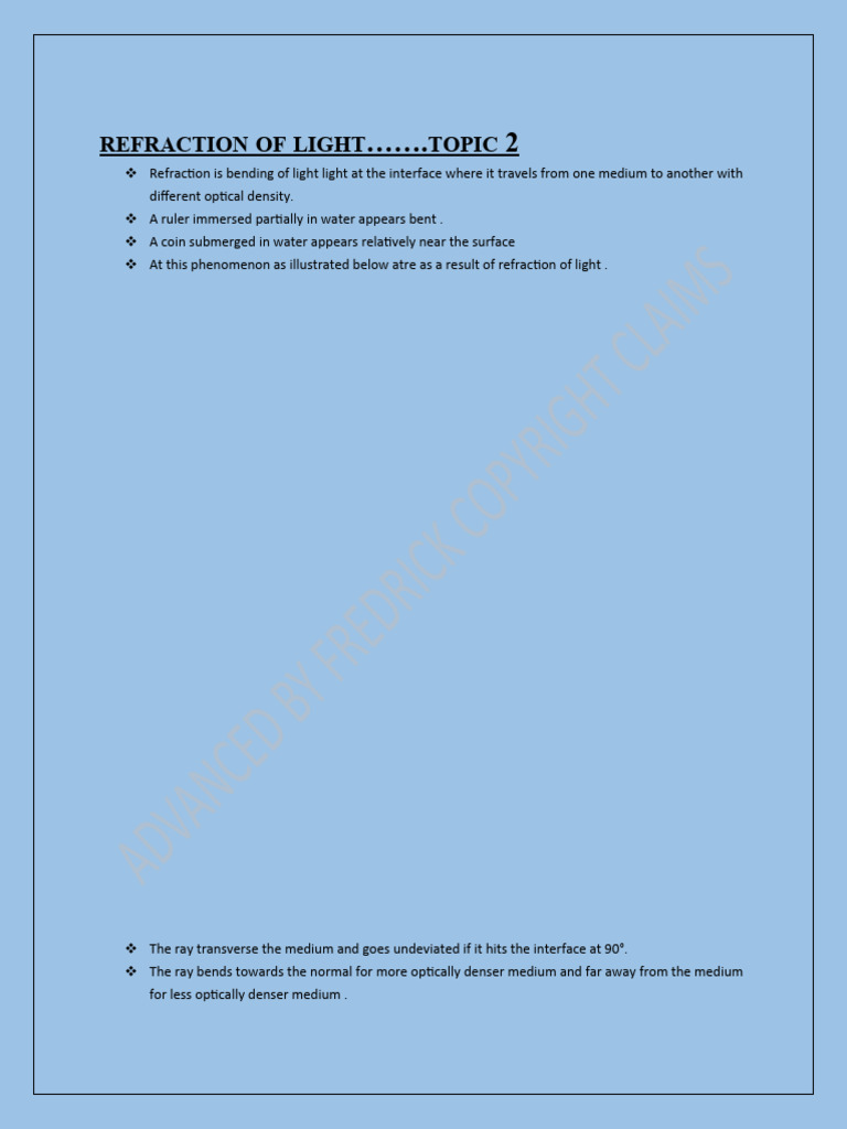 Understanding Light Refraction Principles Pdf Science Mathematics