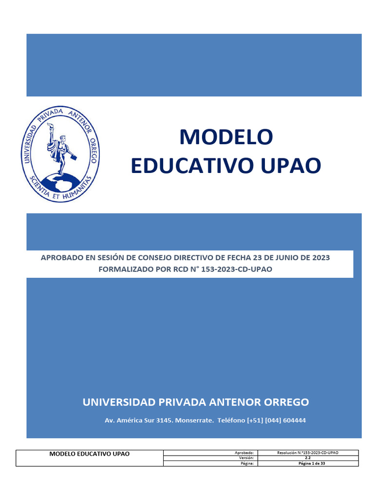 Modelo Educativo UPAO 2023-2025 | PDF | Aprendizaje | Desarrollo sostenible