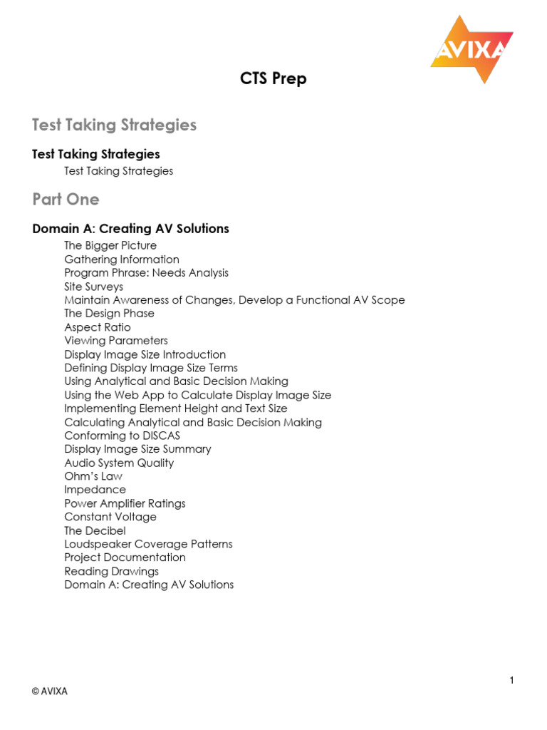 AVIXA CTS Exam Preparation Guide | PDF | Technology & Engineering