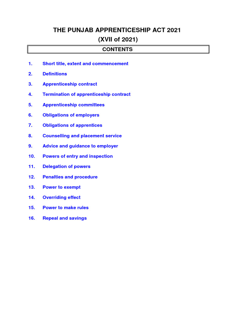 Punjab Apprenticeship Act 2021 Overview | PDF | Apprenticeship | Employment