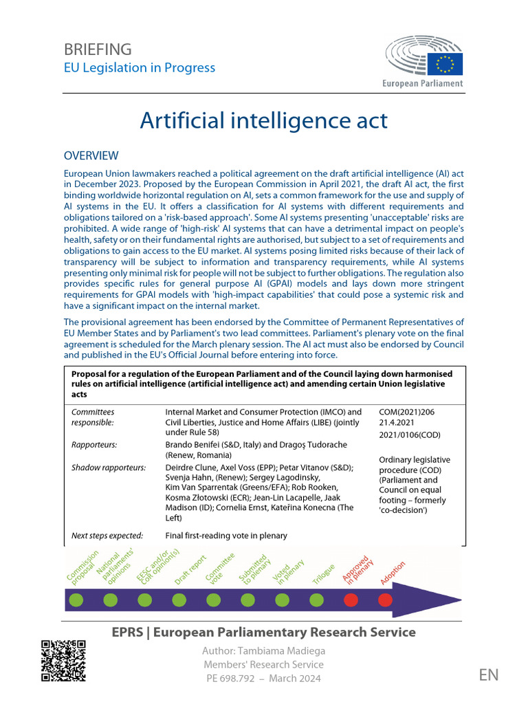 European AI Act Overview 2024 | PDF | Artificial Intelligence ...