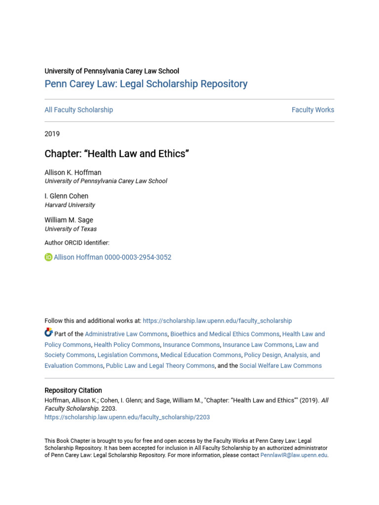 Chapter - Health Law and Ethics | PDF | Conflict Of Interest | Medicare ...