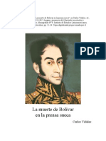La muerte de Bolivar en la prensa sueca