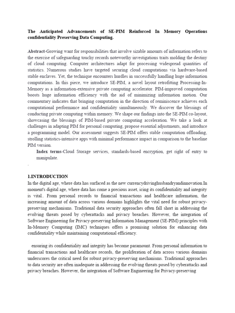 SE-PIM: Advancements in Secure Data Computing | PDF | Security ...