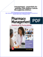 Pharmacy Management Essentials For All Practice Settings Fifth Edition Leticia R Moczygemba Editor Download PDF Chapter