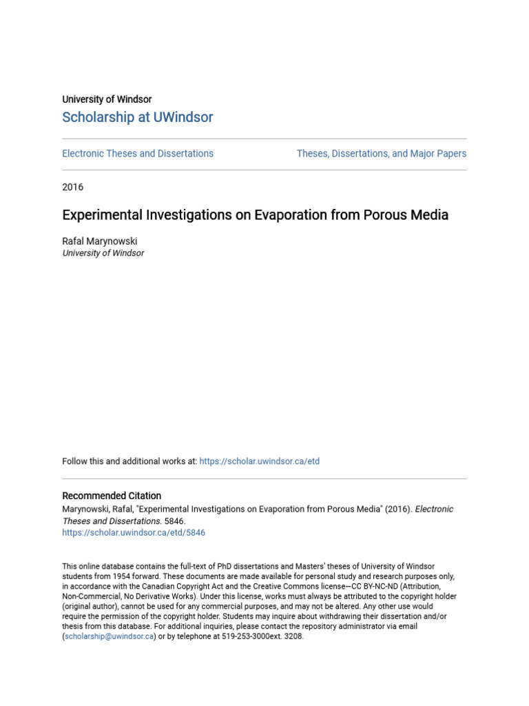 Experimental Investigations On Evaporation From Porous Media | PDF ...