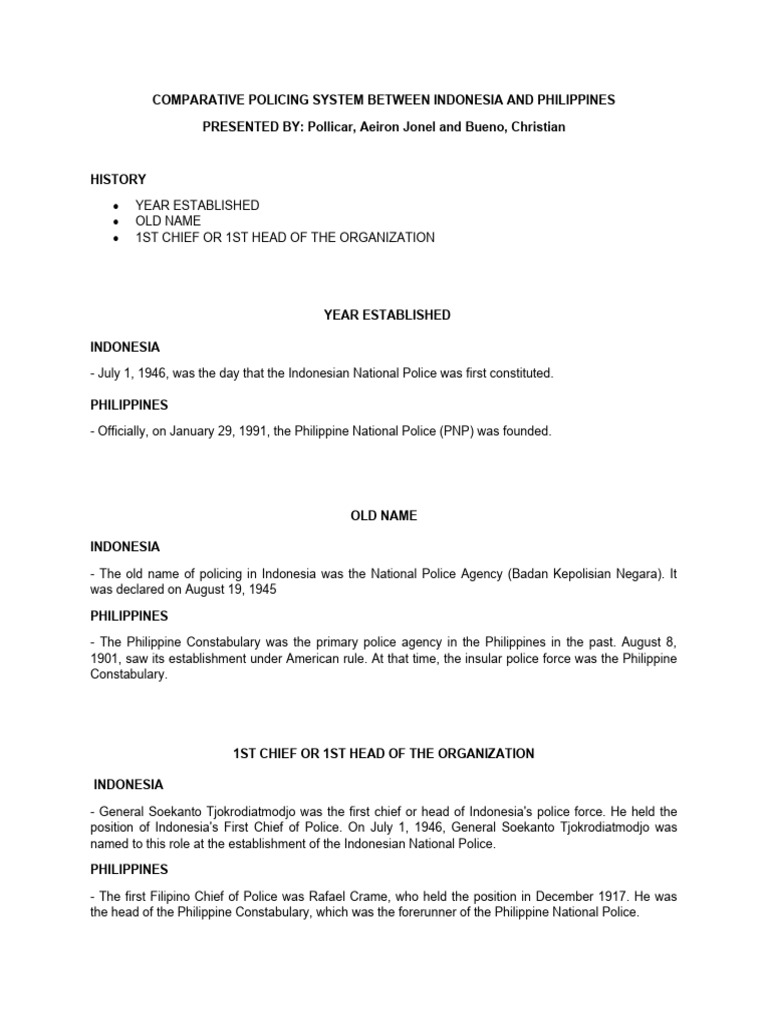 Comparative Policing Indonesia Vs Philippines Pdf Community