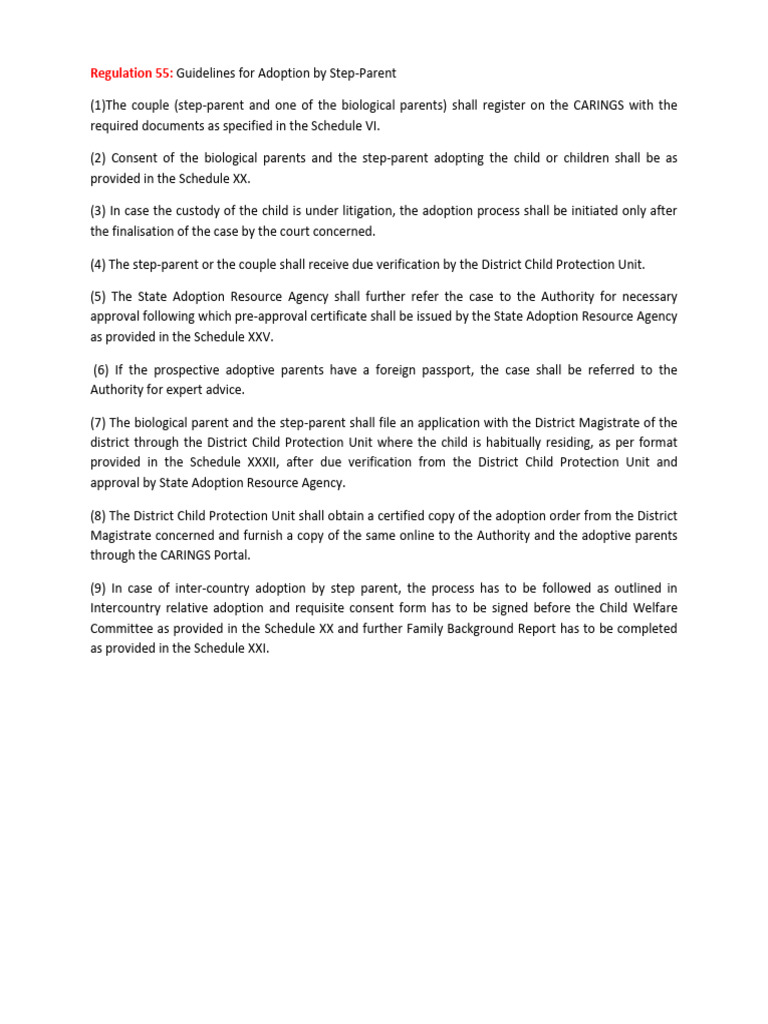 Guidelines For Adoption by Step-Parent | PDF