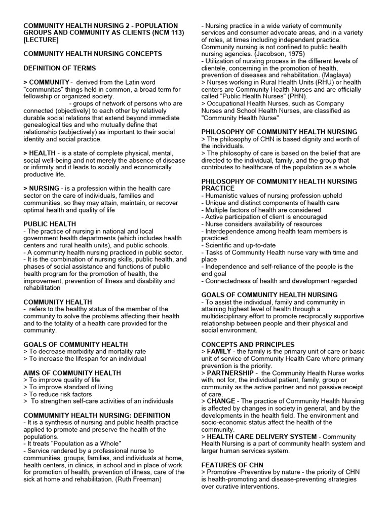 Community Health Nursing Overview | PDF | Preventive Healthcare ...