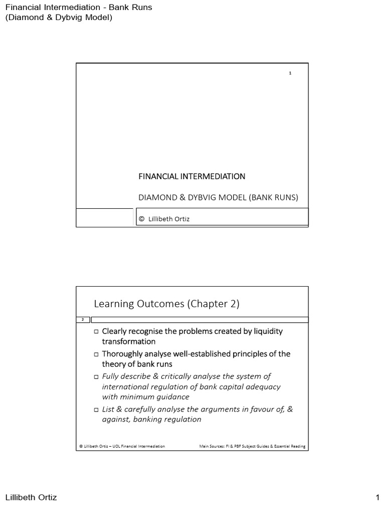 FI23-02 - Chap 2-Bank Runs Diamond Dybvig | PDF | Bank Run | Banks